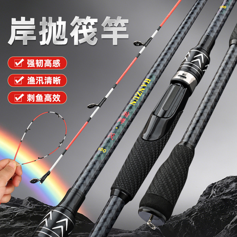 Fishing Boat Fiberglass - ラフト釣り用ロッド 2ピース カーボンポール Mサイズ ソフトファイバーグラスまたはハードエポキシチップ オプションリール